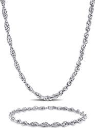DELMAR Singapore Chain Bracelet & Necklace Set