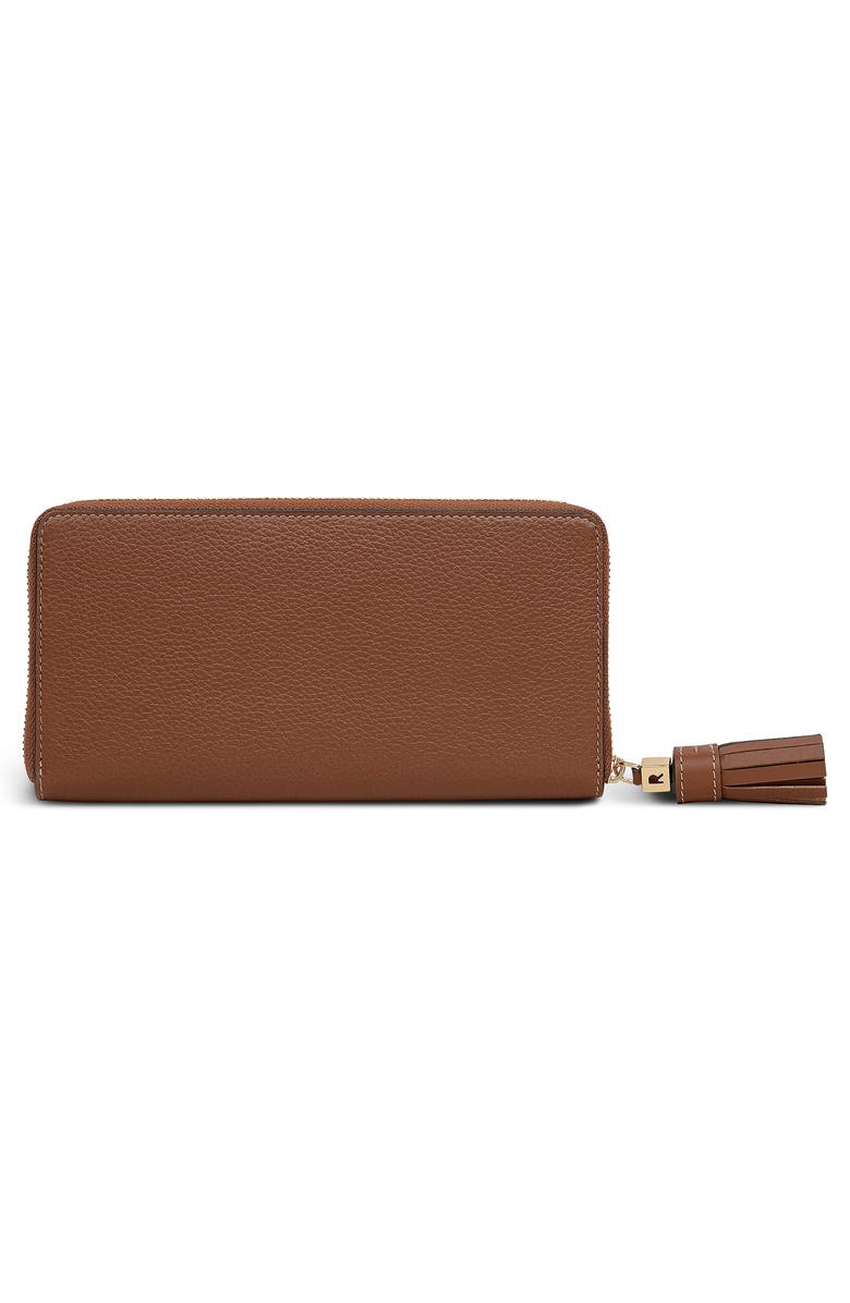 Radley Noble Alley Large Zip Leather Wallet, Alternate, color, Cognac