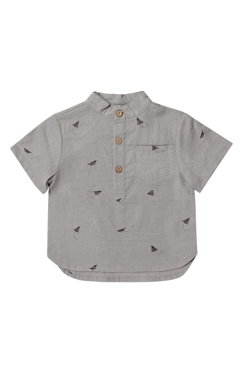 Rylee + Cru Mason Short Sleeve Button-Up Shirt, Main, color, Slate