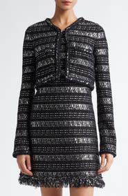 Giambattista Valli Sequin & Metallic Tweed Crop Jacket