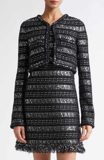 Giambattista Valli Sequin & Metallic Tweed Crop Jacket