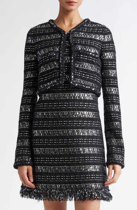 Giambattista Valli Sequin & Metallic Tweed Crop Jacket