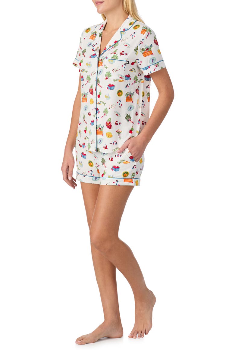 print short pajamas, Alternate, color, WHITE/ MULTI PRINT