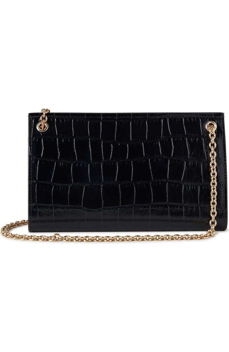 Mulberry Small Amberley Croc Embossed Leather Clutch, Alternate, color, Black