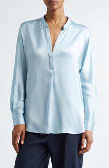 Vince Band Collar Popover Shirt