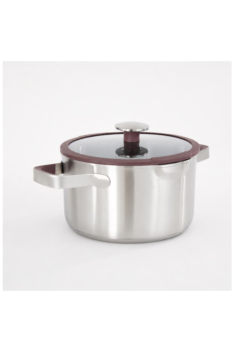 Elements 18/10 Stainless Steel Stockpot & Glass Lid, Alternate, color, PURPLE