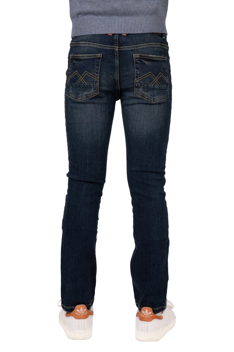 Kids' Raw X Rip & Repair Distressed Neon Stitch Jeans, Alternate, color, INDIGO