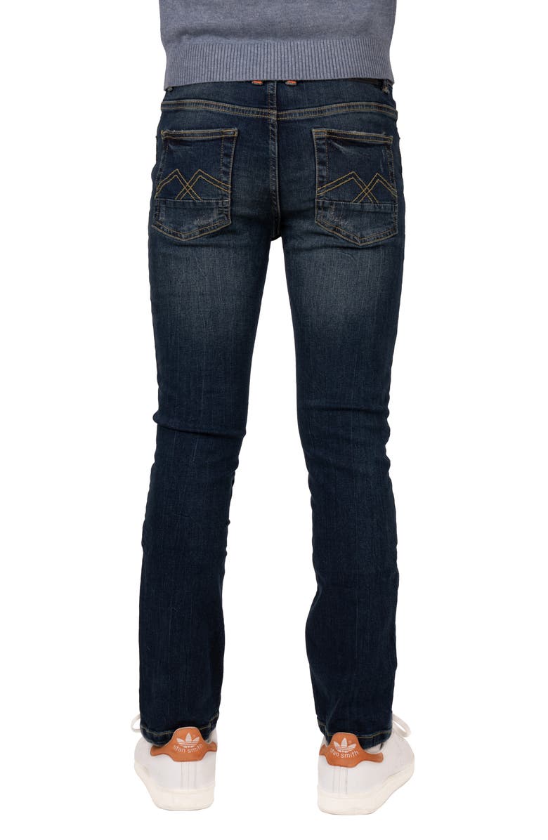 XRAY Kids' Raw X Rip & Repair Distressed Neon Stitch Jeans, Alternate, color, Indigo