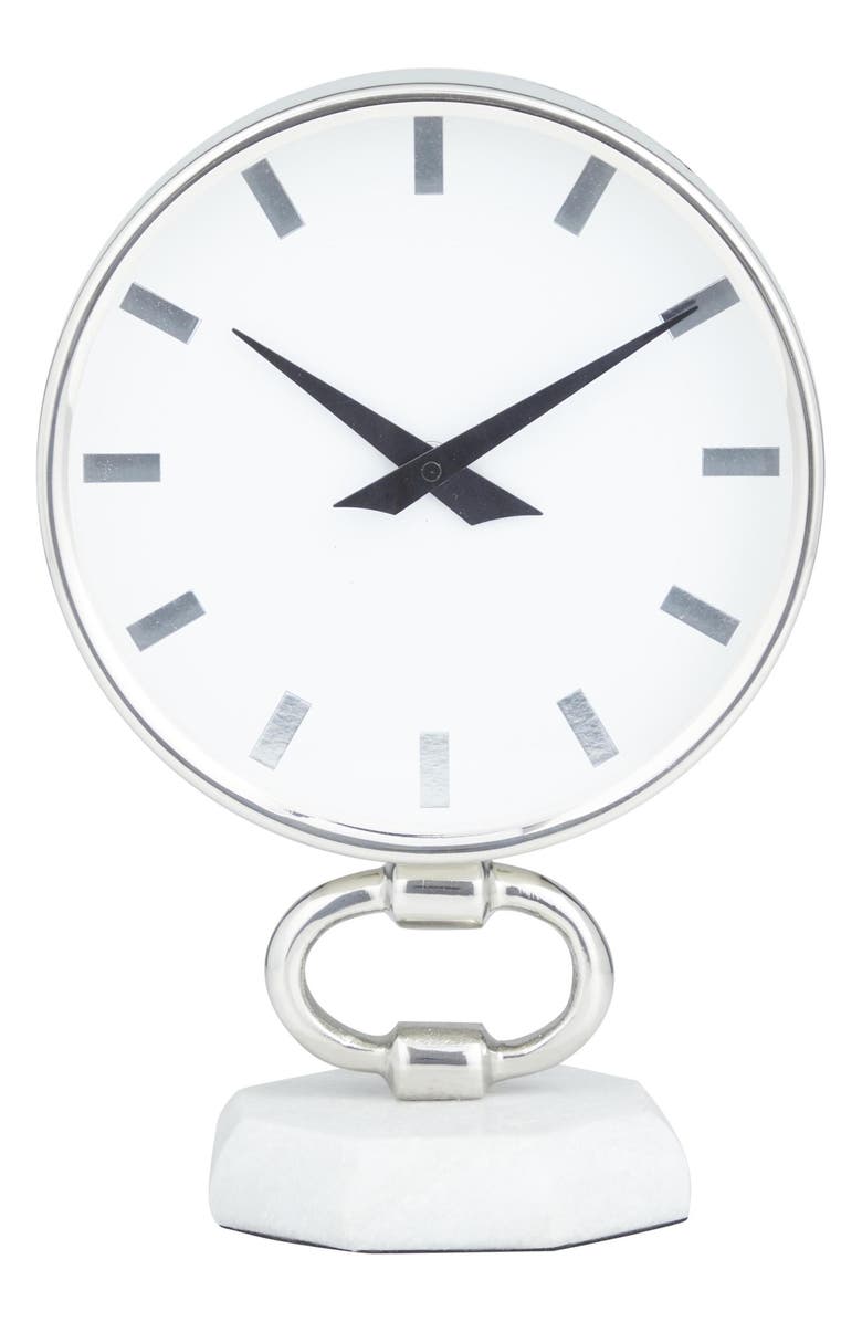 VIVIAN LUNE HOME Modern Stainless Steel Clock, Main, color, Silver