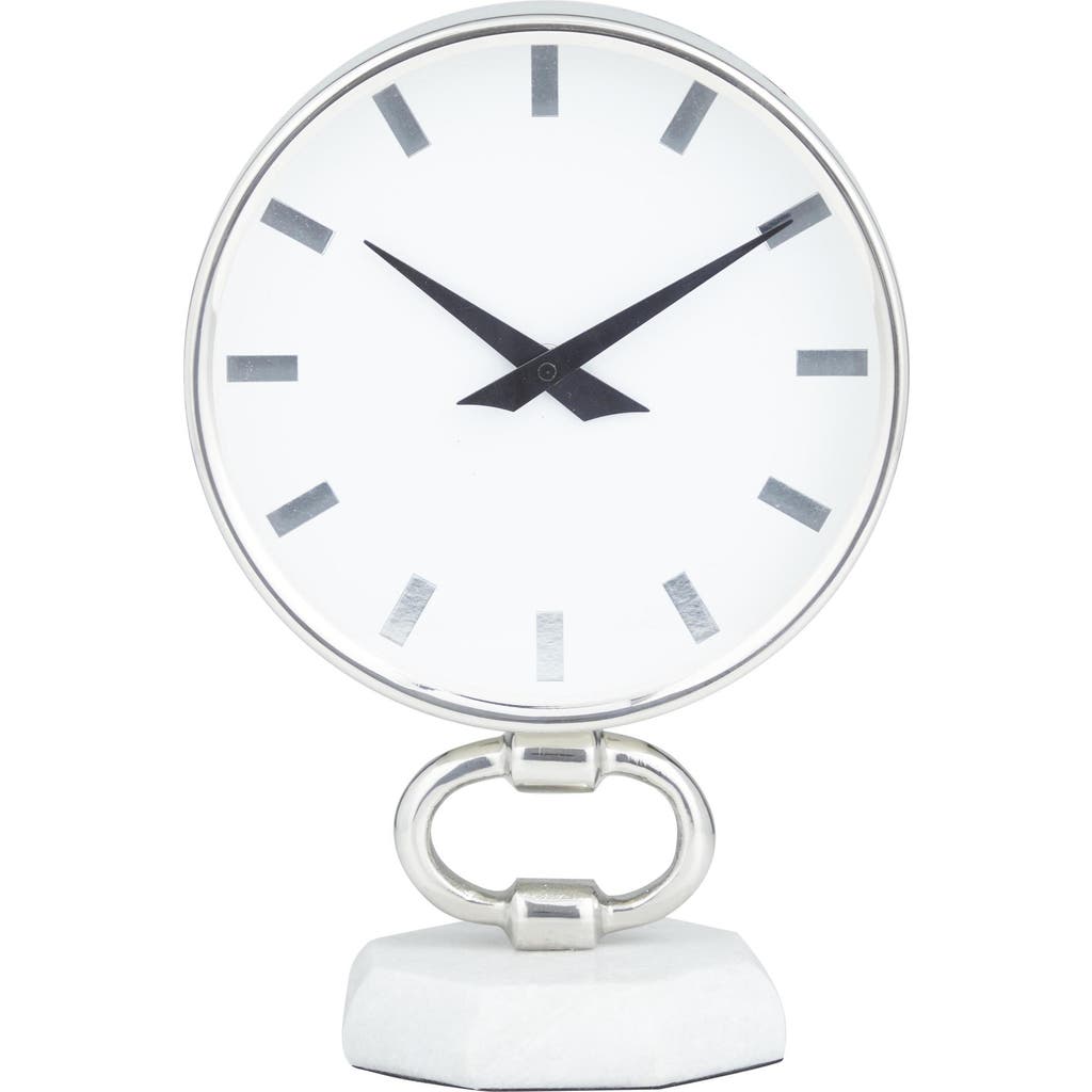 Vivian Lune Home Modern Stainless Steel Clock In Silver
