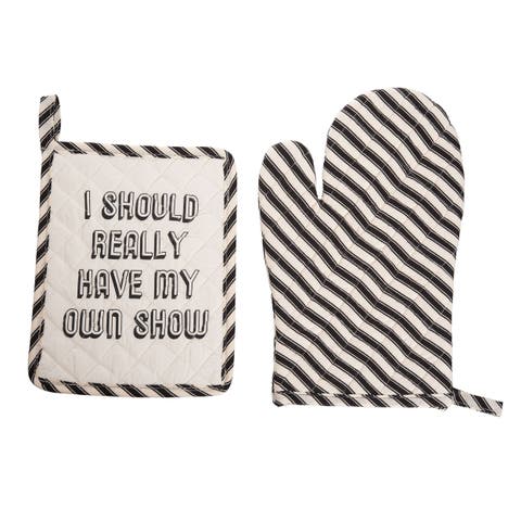 My Own Show Pot Holder & Oven Mitt Set of 2 Cotton Black