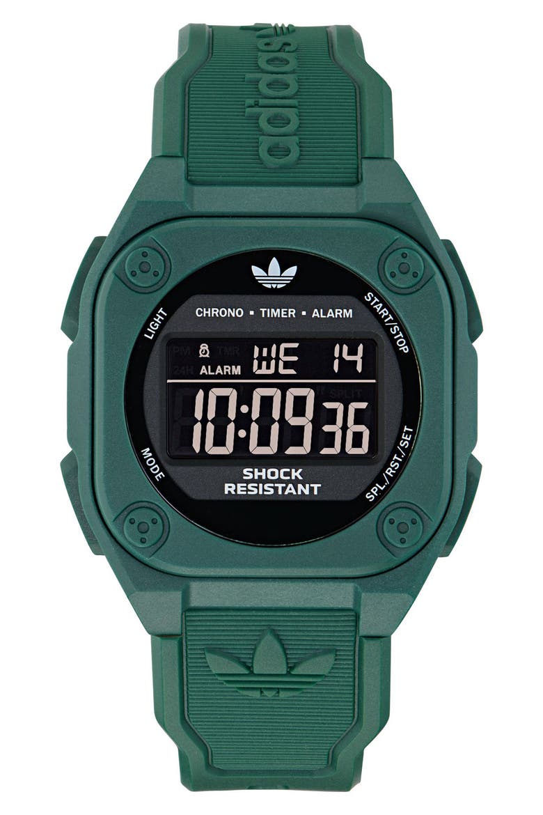City Tech 4 Silicone Strap Watch, 42mm, Main, color, GREEN