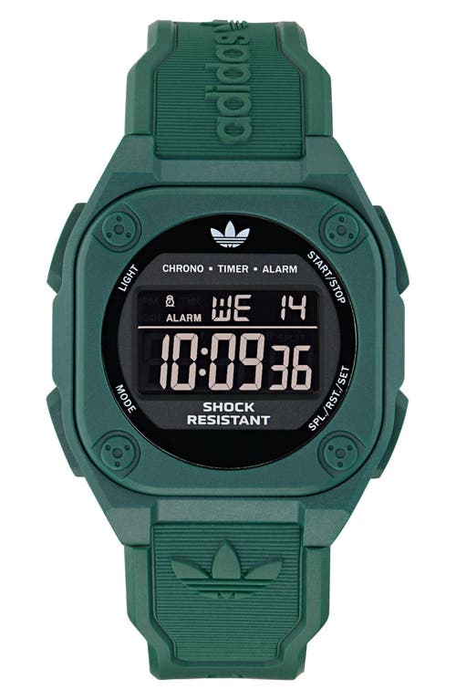 Adidas Originals Adidas City Tech 4 Silicone Strap Watch, 42mm In Green