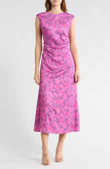 AREA STARS Cabbage Rose Sleeveless Midi Dress