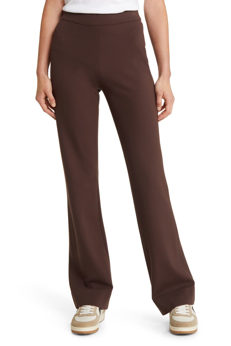Irina High Waist Ponte Knit Pants, Main, color, BROWN