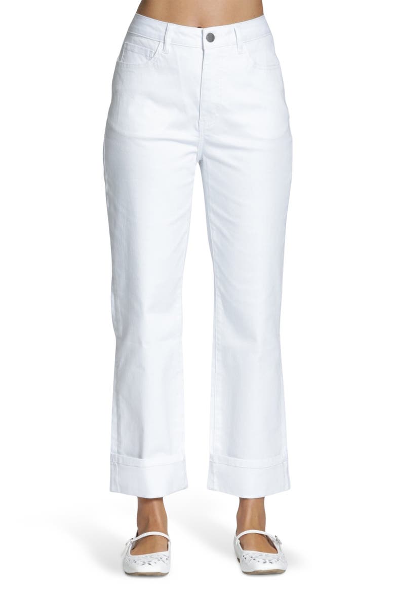 Cuffed Straight Leg Jeans, Main, color, WHITE