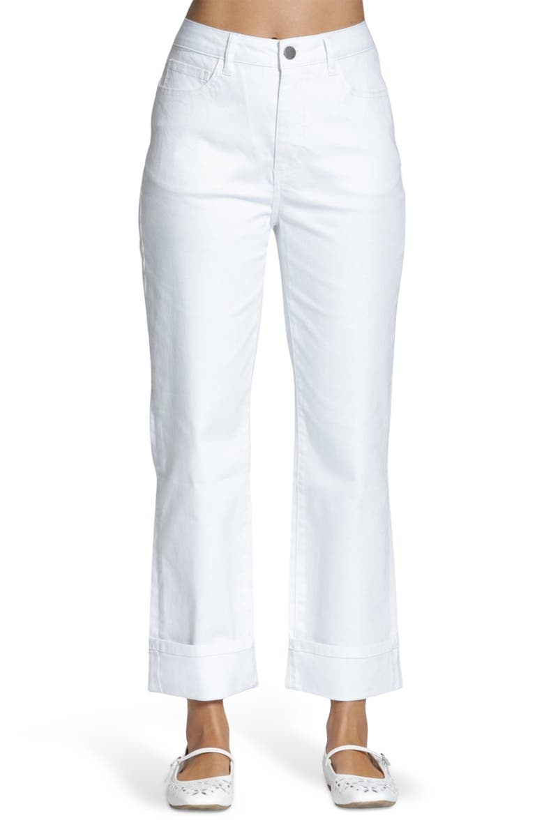 APNY Cuffed Straight Leg Jeans, Main, color, White