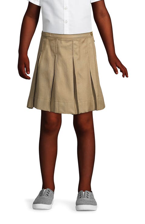 School Uniform Girls Solid Box Pleat Skirt Above Knee