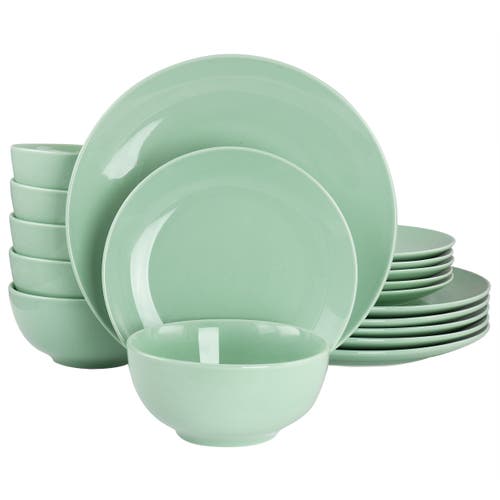 Elama Luna 18 Piece Porcelain Dinnerware Set In Green