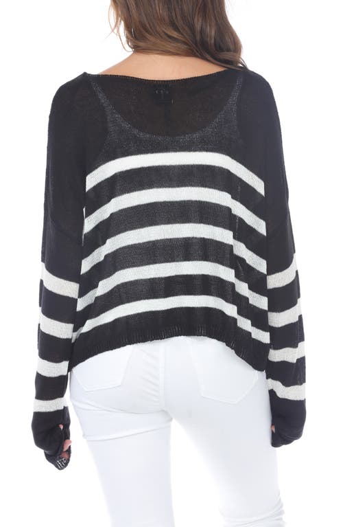 Rain And Rose Striped Knit Sweater In Black