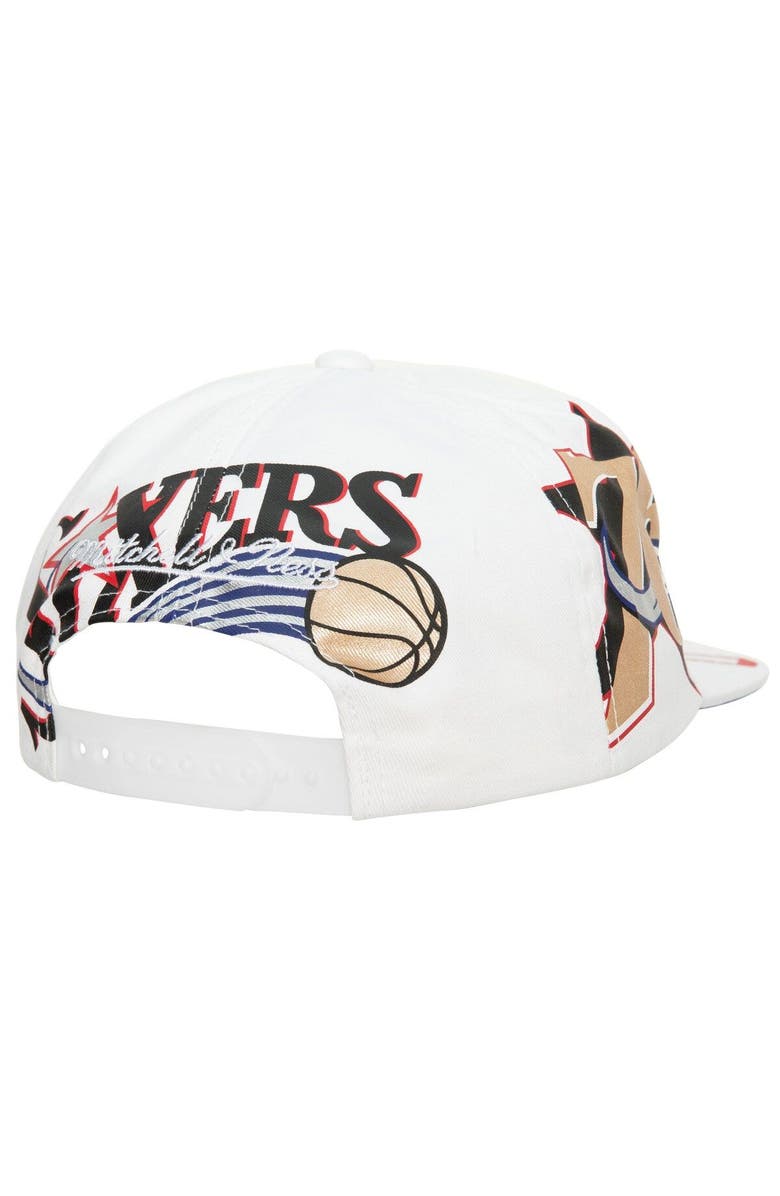 Mitchell & Ness Men's Mitchell & Ness  White Philadelphia 76ers Hardwood Classics In Your Face Deadstock Snapback Hat, Alternate, color, 
