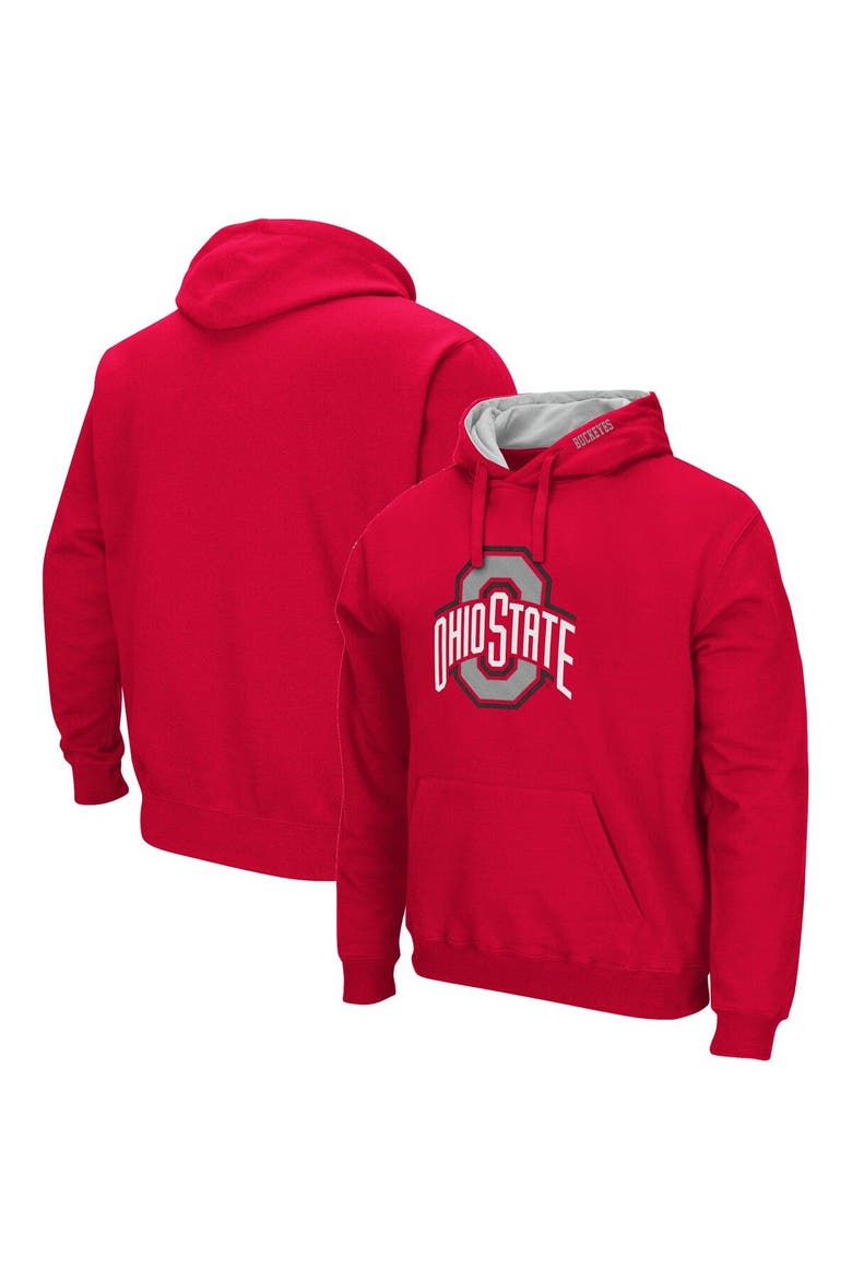 Men's Colosseum Scarlet Ohio State Buckeyes Arch & Logo 3.0 Pullover Hoodie, Main, color, Scarlet