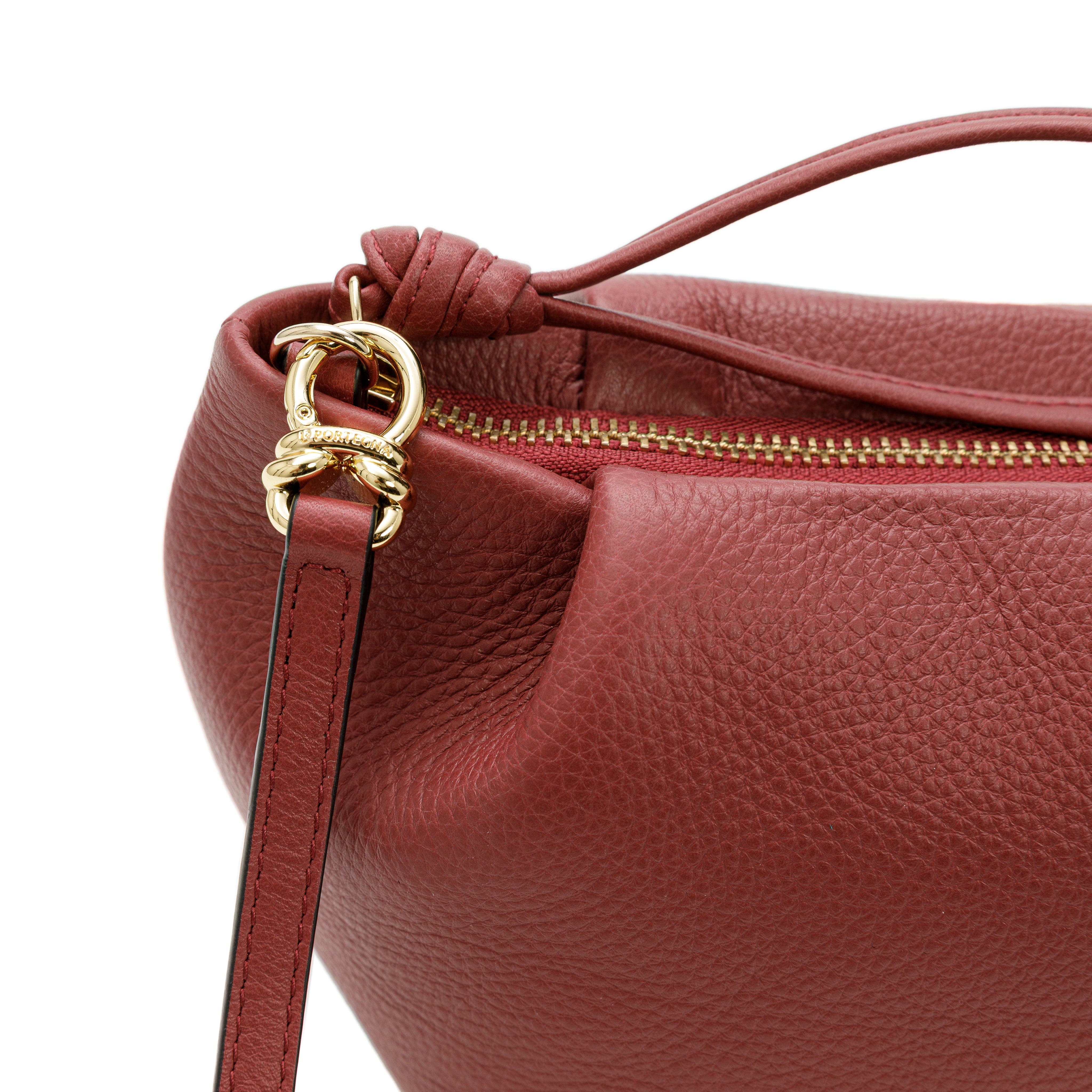 Martita Small Leather Clutch Bag With Shoulder Strap, Alternate, color, Raspberry