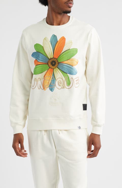 Unique Floral Embroidered Crewneck Sweatshirt