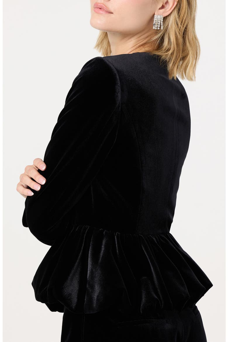 Nicolle Velvet Peplum Jacket, Alternate, color, BLACK