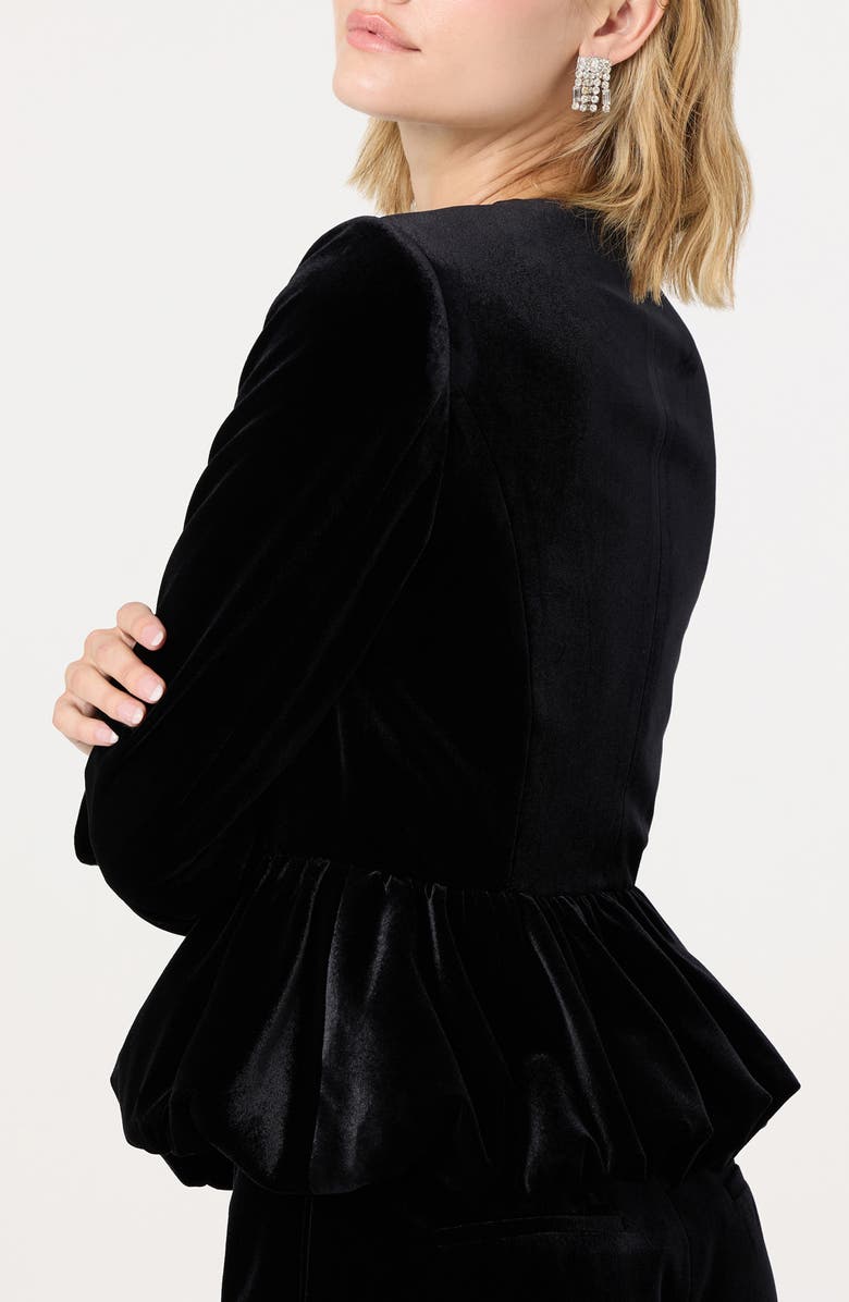 ASTR the Label Nicolle Velvet Peplum Jacket, Alternate, color, Black