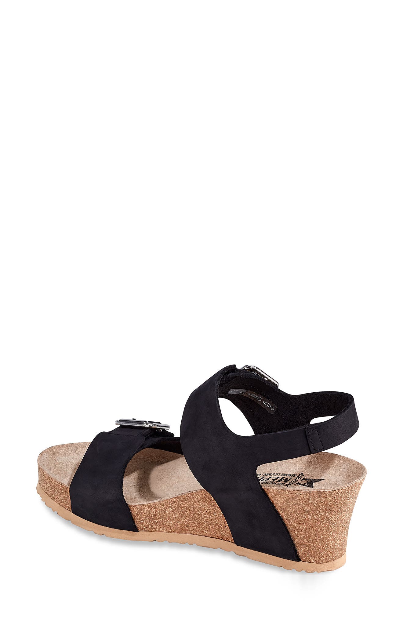 Mephisto Lissandra Platform Wedge Sandal, Alternate, color, Black Bucksoft Leather