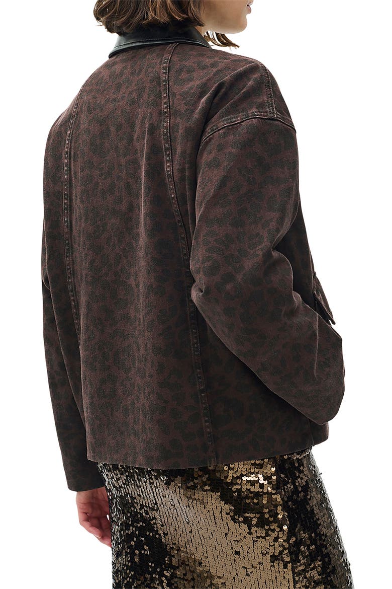 Natalia Leopard Print Cotton Jacket, Alternate, color, ESPRESSO/ LEOPARD PRINT