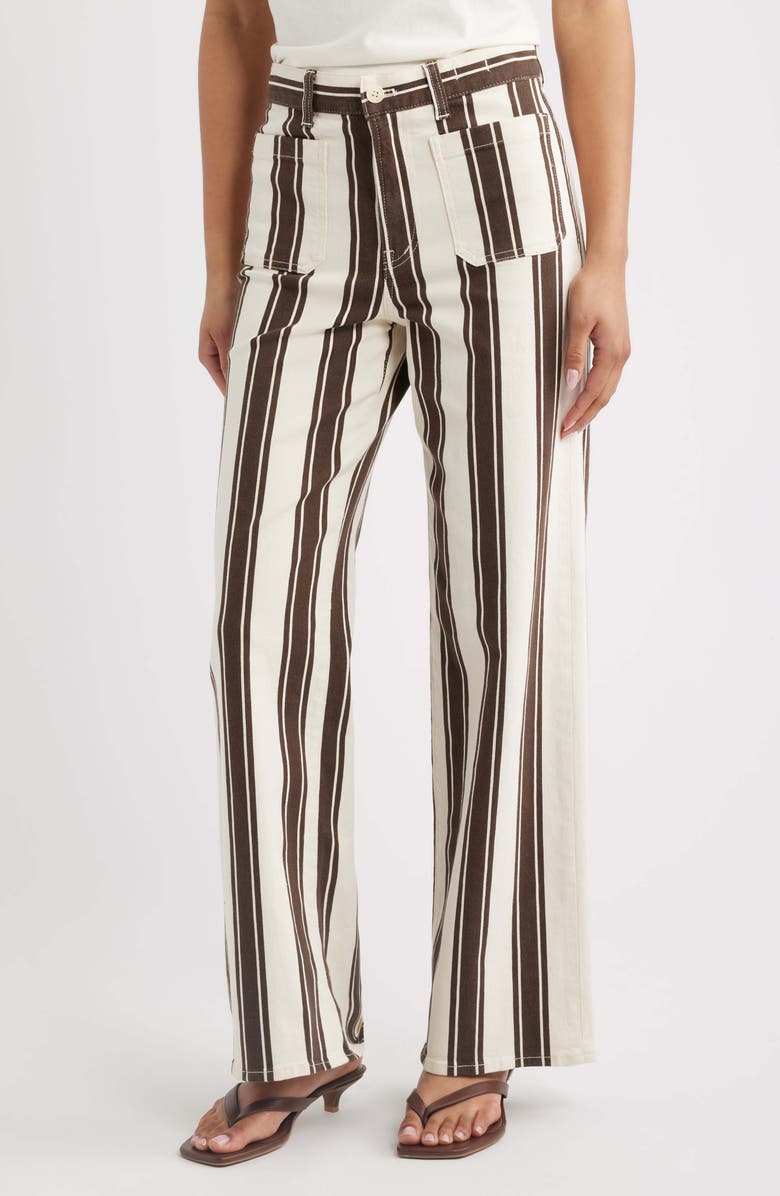 Madewell The Emmy Stripe Wide Leg Pants, Main, color, Dark Brown Stripe