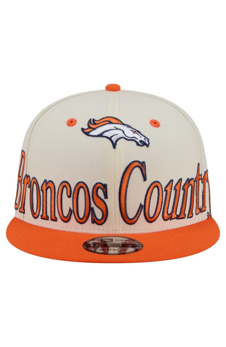 New Era Men's New Era Cream Denver Broncos Oversized Slogan 9FIFTY Snapback Hat, Alternate, color, Cream