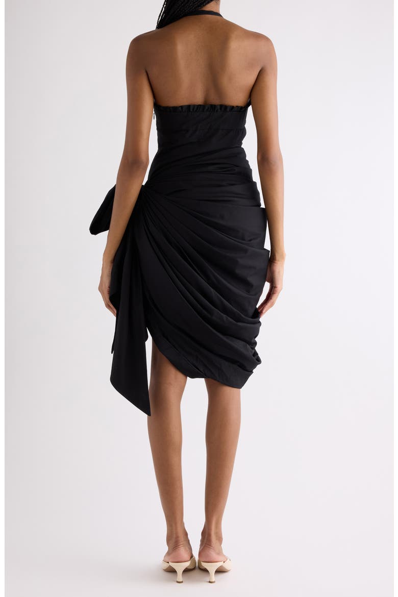 Draped Organic Cotton Poplin Dress, Alternate, color, BLACK