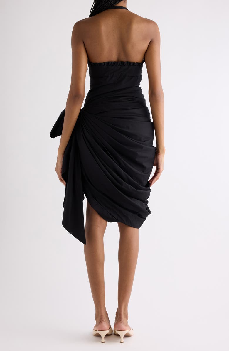 Chloé Draped Organic Cotton Poplin Dress, Alternate, color, Black