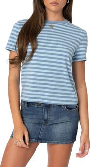 EDIKTED Callahan Stripe Crewneck T-Shirt