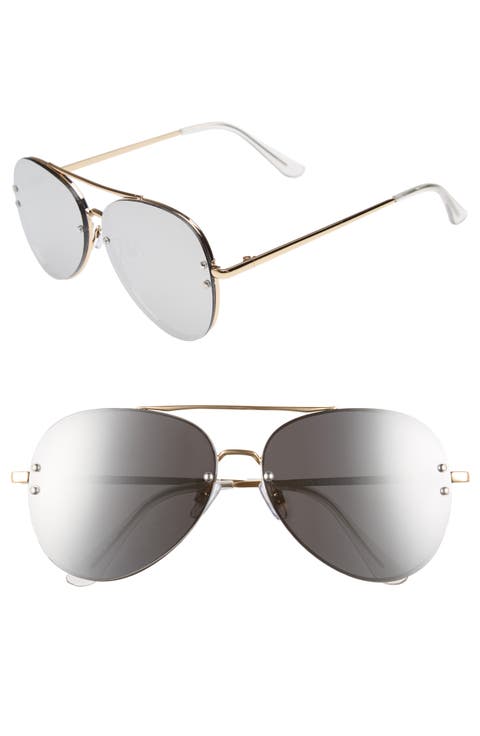 60mm Oversize Mirrored Aviator Sunglasses