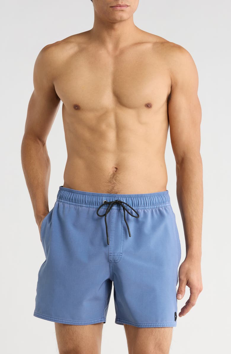 RVCA Pigment-Dyed Elastic Waist Shorts, Main, color, Carolina Blue