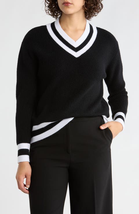 Varsity Stripe V-Neck Sweater