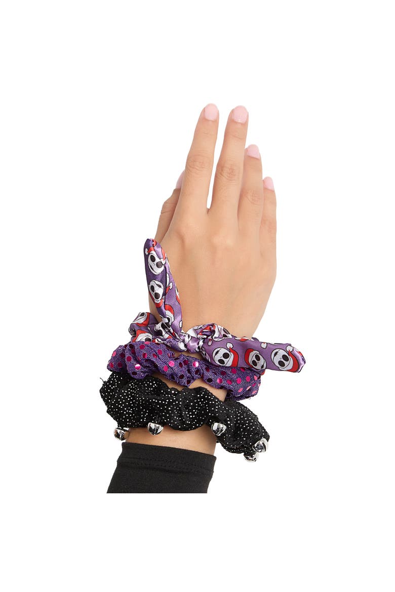 The Nightmare Before Christmas Hair Scrunchies 3-Piece Set Official License, Alternate, color, Purple