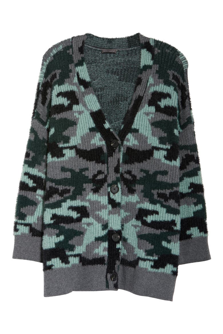 Camo Button-Up Cardigan, Alternate, color, MED HEATHER GREY