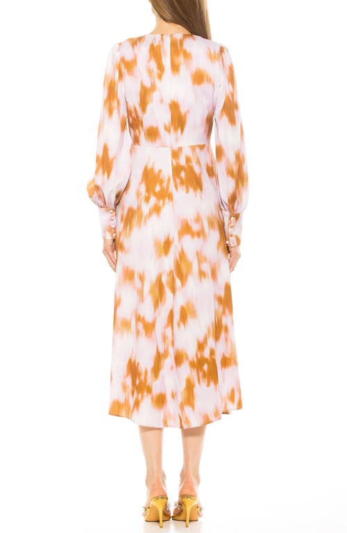 Alexia Admor Sophie Long Sleeve Fit & Flare Maxi Dress In Lilac Multi