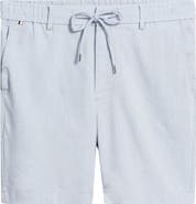 BOSS Kane Flat Front Linen Blend Drawstring Shorts