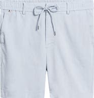 BOSS Kane Flat Front Linen Blend Drawstring Shorts