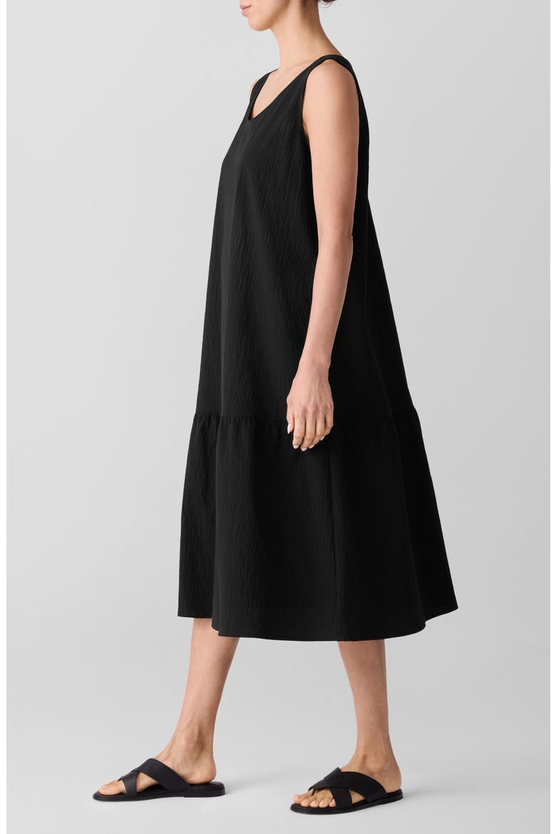 Scoop Neck Stretch Organic Cotton Midi Dress, Alternate, color, BLACK