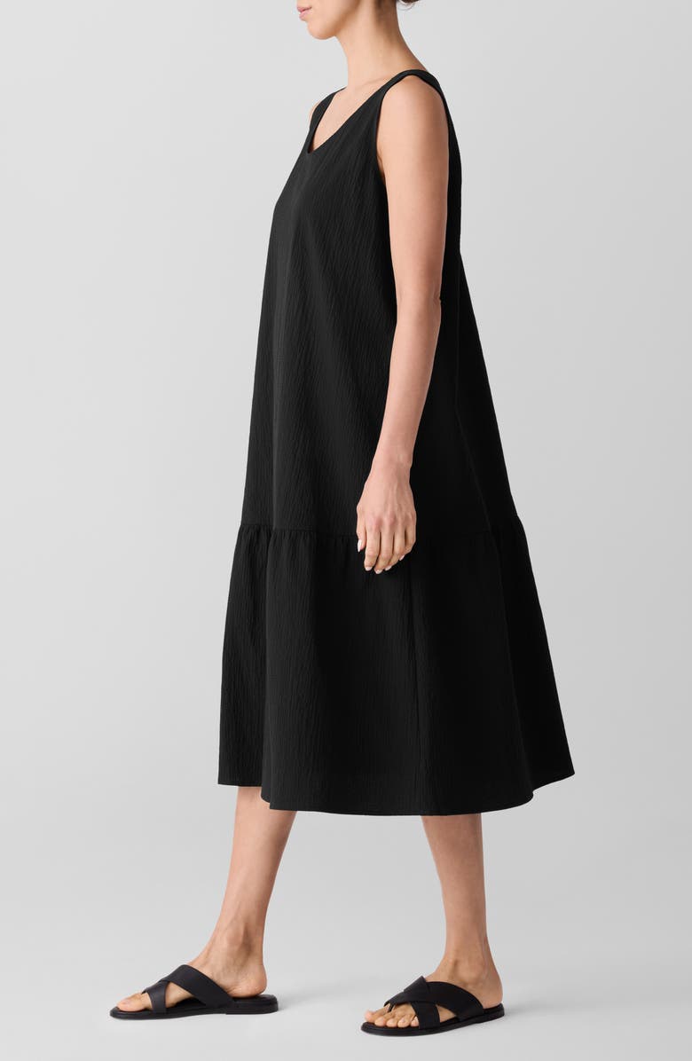 Eileen Fisher Scoop Neck Stretch Organic Cotton Midi Dress, Alternate, color, 