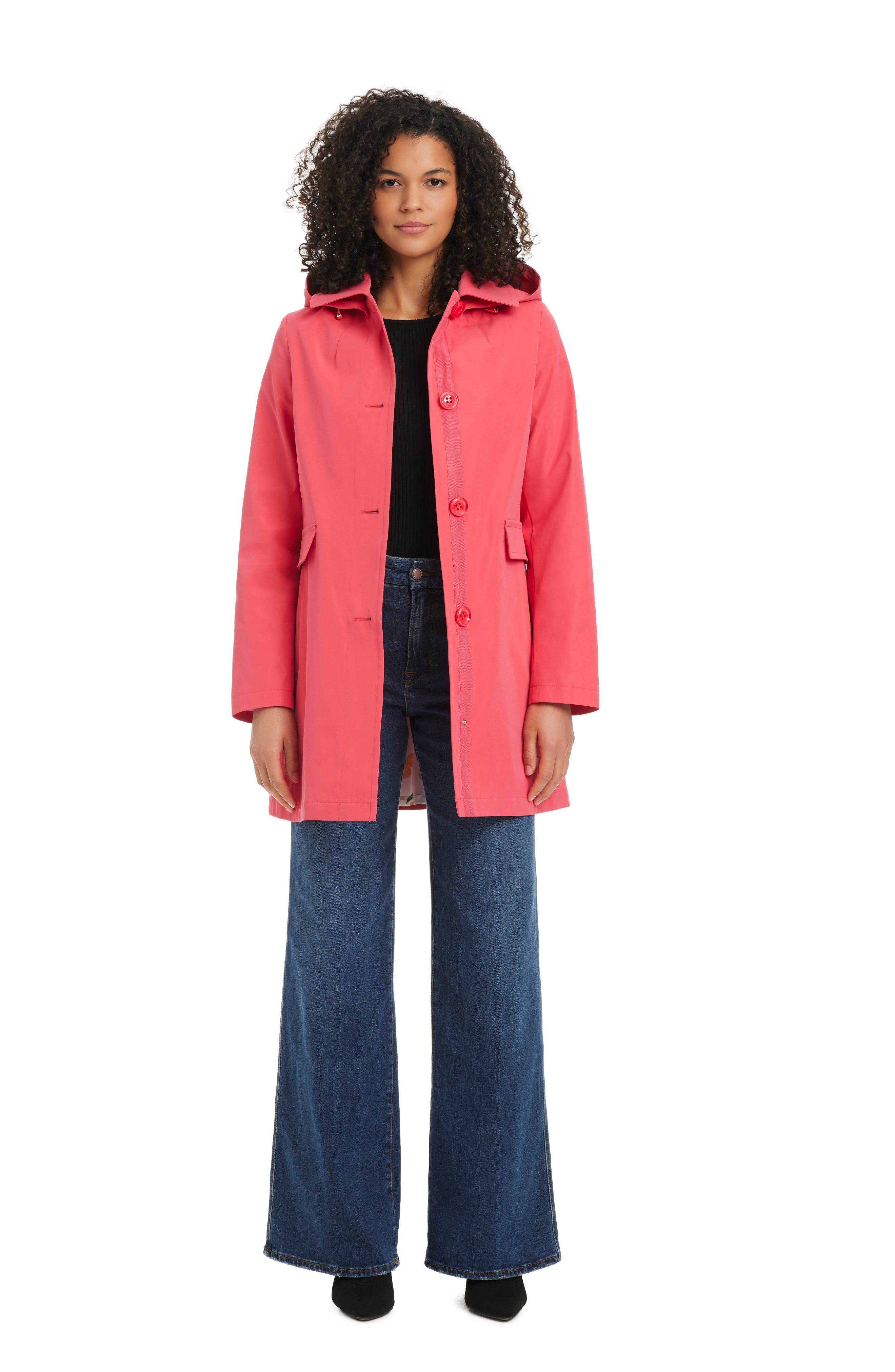 Kate Spade New York water resistant hooded a-line trench coat