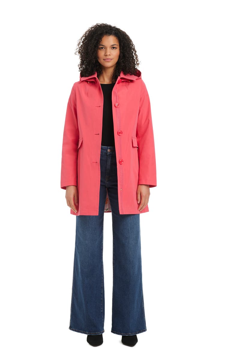 Kate Spade New York water resistant hooded a-line trench coat, Alternate, color, Ravishing Rose