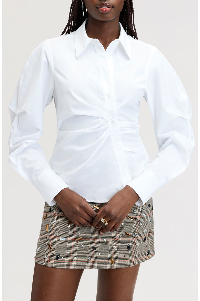 Asymmetrical Button Down Shirt, Main, color, BRIGHT WHITE